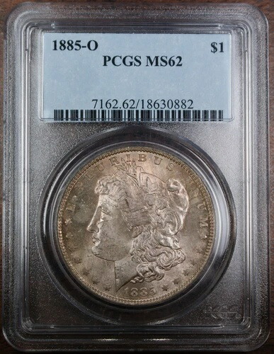 1885-O モルガン銀貨、PCGS MS-62 トーン