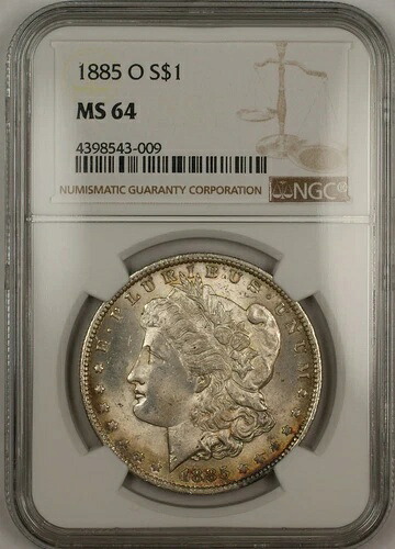 1885-O モルガン シルバー ダラー 1ドル コイン NGC MS-64 トーン (13b)