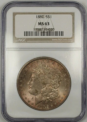 1882年 モルガン シルバー ダラー 1ドル コイン NGC MS-63 トーン (Ta)