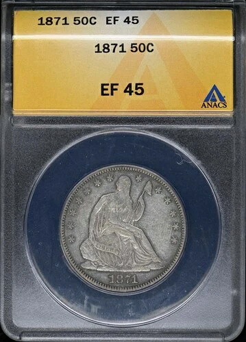 1871年 自由の女神座像ハーフドル 50C ANACS EF45-