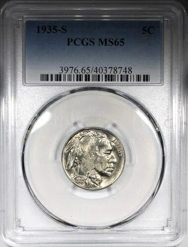 1935-S バッファローニッケル PCGS MS65 未流通 宝石品質 5C