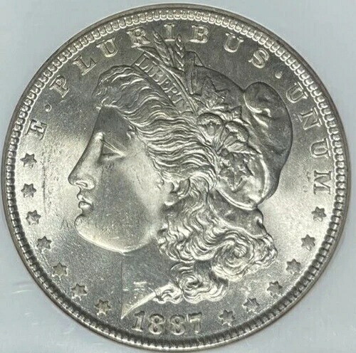 1887年 モーガン シルバードル ~ NGC - MS 65 ~美しいコイン~ REF#41-008