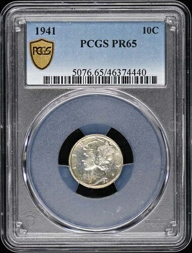 1941年 10セント マーキュリーダイム PCGS PR65
