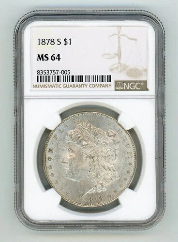 1878年-S モーガンシルバードル $1 MS 64 NGC-