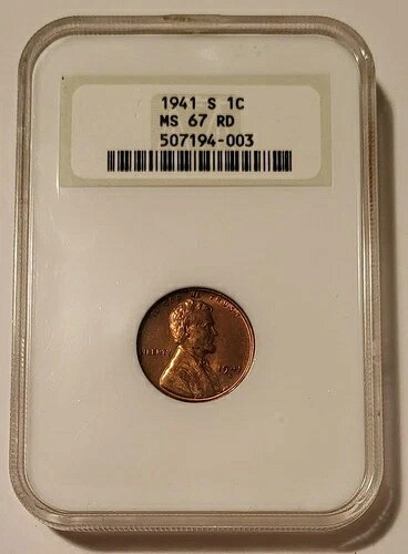 1941年 S リンカーン ウィート セント MS67 レッド NGC OH