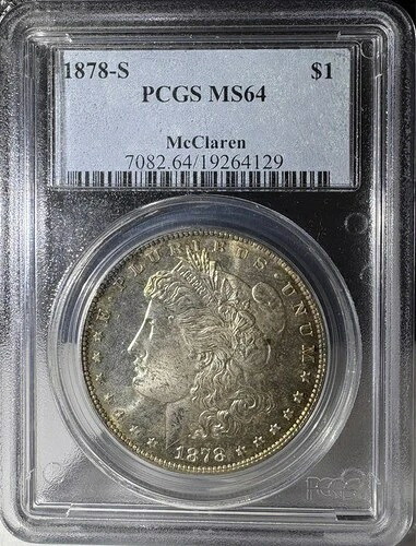 1878-S 表面プルーフライク 1ドル モルガン銀貨 PCGS MS64 マクラーレン (129)