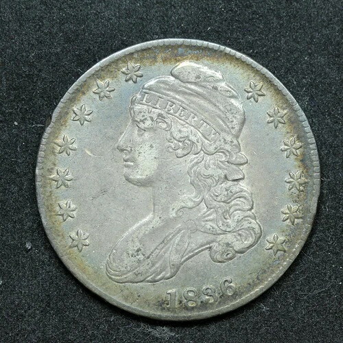 1836年製キャップドバストシルバーハーフドル50セント硬貨（写真）