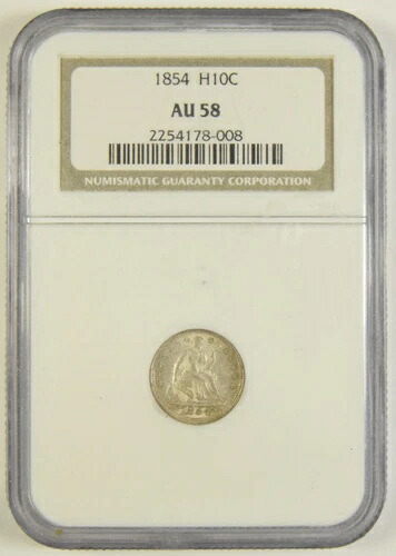 1854年製 アローズ シーテッド リバティ ハーフダイム NGC AU-58 #78-008
