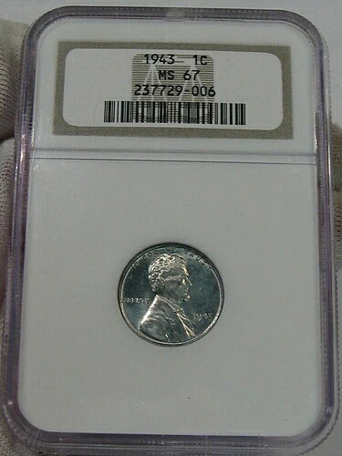 BU スーパージェム 1943年 スチール リンカーンウィート ペニー NGC MS67。 #43-
