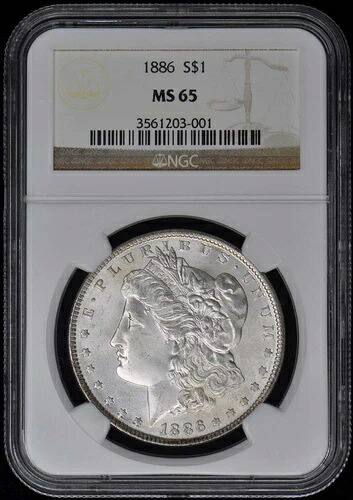 1886年 モルガン・ダラー S$1 NGC MS65
