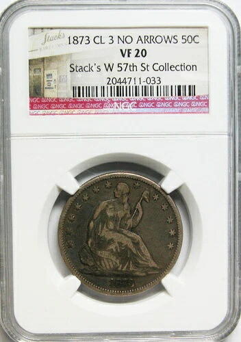 1873年 CL3 自由の女神座像なしハーフドル NGC VF-20-