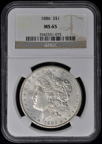 1886年 モルガン・ダラー S$1 NGC MS65