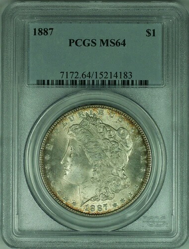 1887年 モルガン シルバー ダラー コイン $1 PCGS MS64 ライトトーン (32 G)