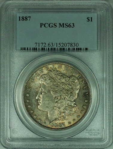 1887年 モルガン銀貨 $1 PCGS MS63 トーン (32 A)