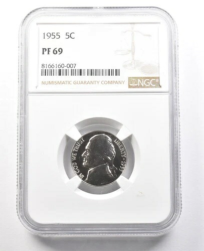 1955年 ジェファーソン・ニッケル PF69 NGC PQ カメオ コントラスト *8031