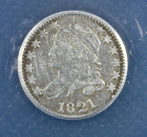 1821年大型日付10セントキャップドバストダイムANACS VF25 詳細クリーニング済み