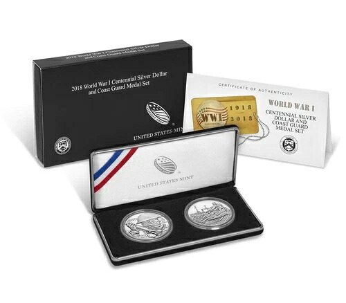 第一次世界大戦100周年2018シルバードルと沿岸警備隊メダルセット「未開封」-
