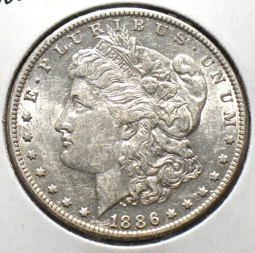1886-O 米国モルガン銀貨 $1 AU 詳細 90% 銀 タフター 日付