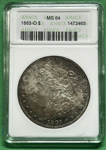 1883年 O モーガンダラー MS64 ANACS オールドホルダー ソープボックス ゴージャス デュアルサイドトナー-
