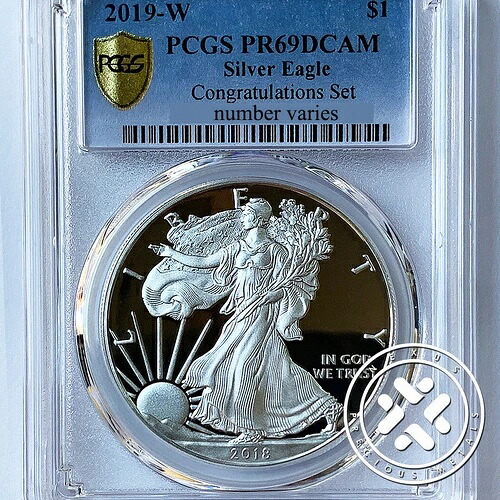 2019-W PCGS PR 69 DCAM 1オンス シルバー アメリカンイーグル コングラチュレーションセット ゴールドシールド