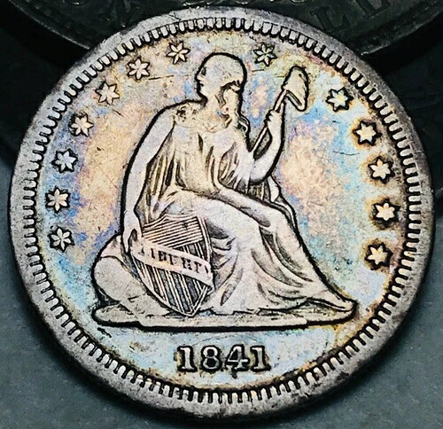 1841年 O 着席自由の女神像 25セント 未鑑定 チョイス 90% 銀貨 米国貨幣 CC24220 58,685円