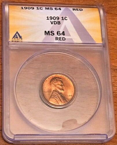 1909年 VDB US リンカーン ウィートセント: ANACS MS 64 チェリーレッド ゴージャス クリスプストライク!- 43,615円