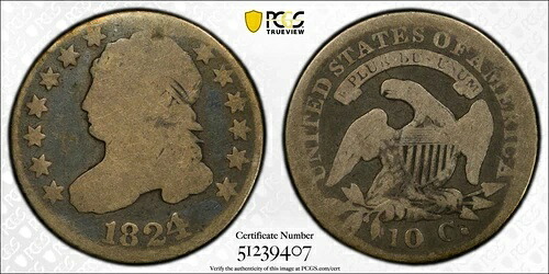 1824/2 PCGS G4 キャップドバストダイム 56,100円