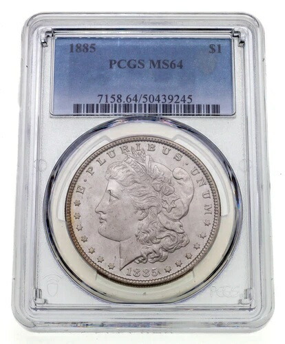1885年製 1ドル銀モルガンドル、PCGSによるMS-64評価 56,100円