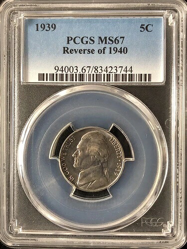 1939 5C 1940年 リバース ジェファーソン ニッケル PCGS MS67 83423744-