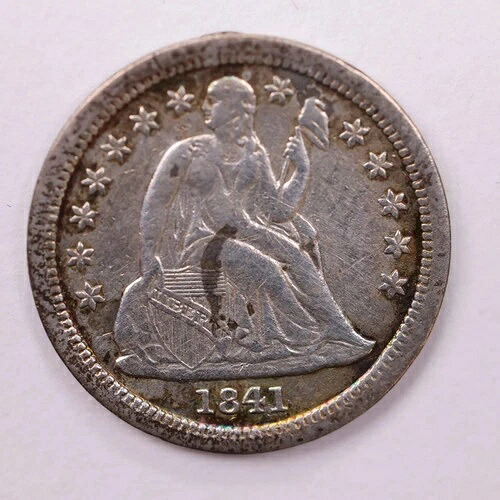 1841年製 自由の女神像 銀貨10セント硬貨（極上品）、店頭販売番号：19001