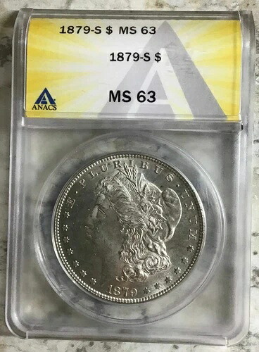 1879-S 90% 銀製モルガンドル ANACS 認定ミントステート 63 56,100円