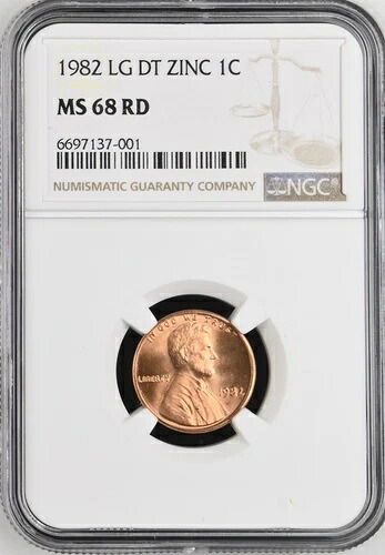 1982年 1C 大型日付 亜鉛 RD リンカーン記念館 1セント NGC MS68RD 6697137-001
