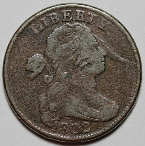 1802年 ドレープバスト ラージセント - 象の鼻 - 米国1セント銅貨