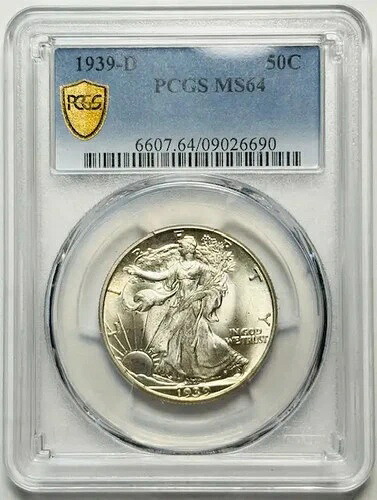 1939年 D ウォーキング・リバティ ハーフダラー PCGS MS-64