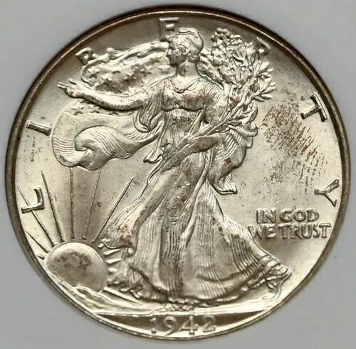 1942年 D ウォーキング・リバティ・ハーフダラー 50C グレード NGC ネバダ MS65 93,500円