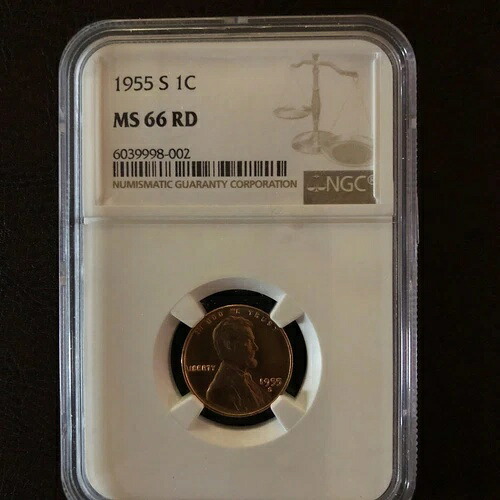 1955-S リンカーンヘッド セントペニー 1C ジェムブリリアント UNC レッド NGC MS66 RD
