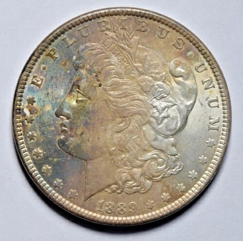 1889年 モーガン $1 ~ 3ゾーン 美しいカラフルなトーン 両面印刷! UNC! INV#5