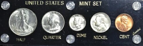 1945 P ブラック キャピタルホルダー 米国造幣局 シルバー ミントセット チョイス/ジェム BUステップ レッドセント