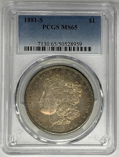 1881-S モルガン銀貨 トーン PCGS MS 65 (40) D