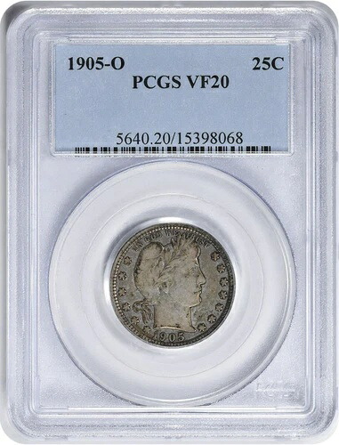 1905-O バーバー シルバー クォーター VF20 PCGS