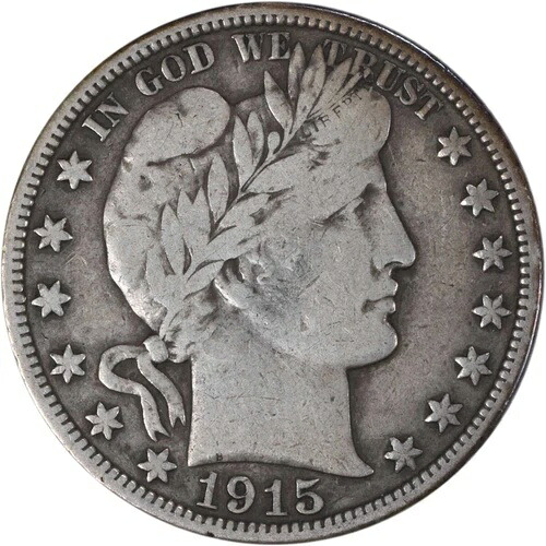 1915年 バーバー シルバー ハーフドル F 未認定 #652｜WORLD RESOURCE【QUEEN店】