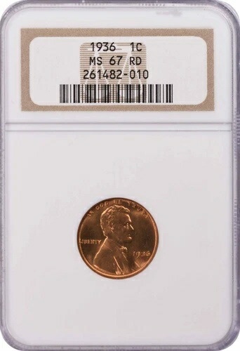 1936年リンカーンセント MS67RD NGC