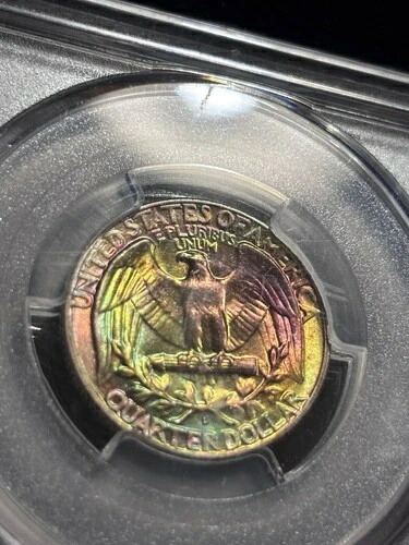 1959年 D クォータードル銀貨 PCGS MS-64 レインボートーン