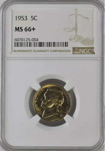 1953年 5C ジェファーソンニッケル NGC MS66+ 6070125-004