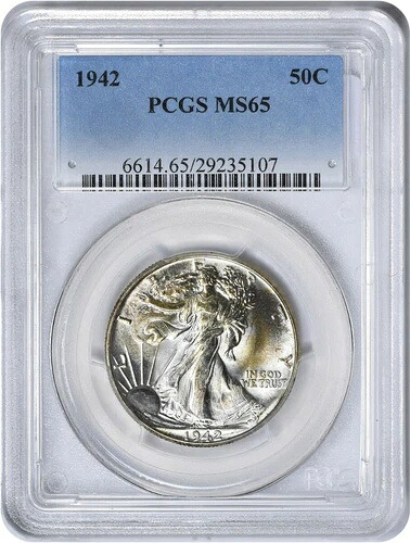 1942年ウォーキング・リバティ・シルバー・ハーフドル FS-101 MS65 PCGS