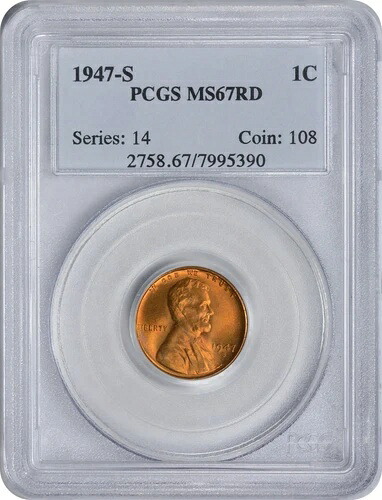 1947-S リンカーン セント MS67RD PCGS