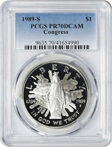 1989-S コングレス記念銀貨 PR70DCAM PCGS プルーフ 70 ディープカメオ 78,650円