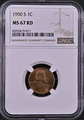 1950-S 1C RD リンカーン小麦 1セント NGC MS67RD 6553419-011｜WORLD RESOURCE【QUEEN店】