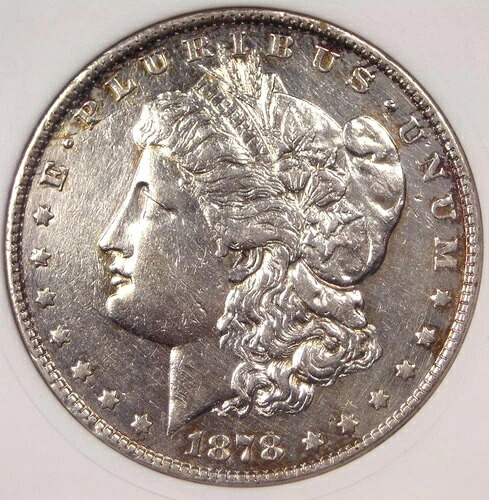 1878 年 「オープン ノーストリル」 モーガン シルバー ダラー $1 VAM-14.5 - ANACS AU Dets (Net XF40)