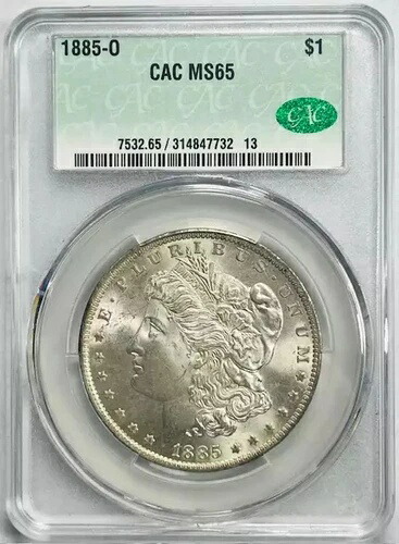1885 O モルガン銀貨 CACG MS 65 CAC